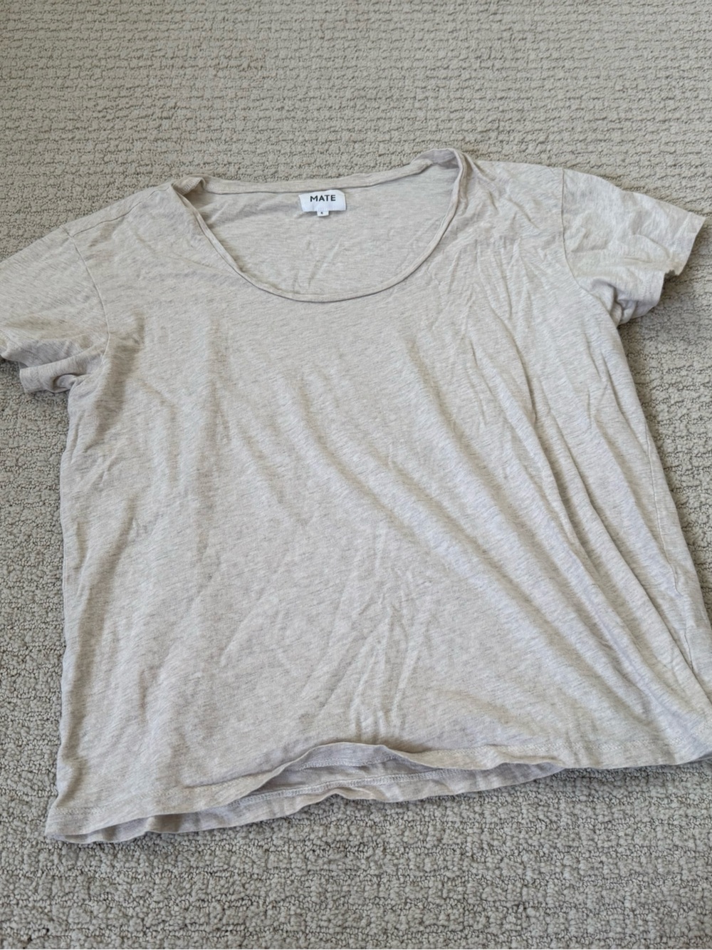 Mate the label Light Beige Scoop Neck Tee